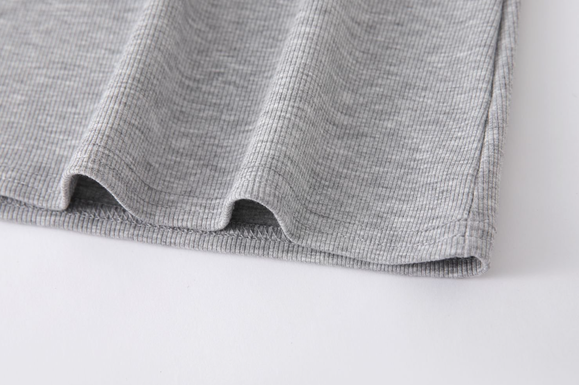 Ribbed Scoop Neck Tank Top - Grey - 3