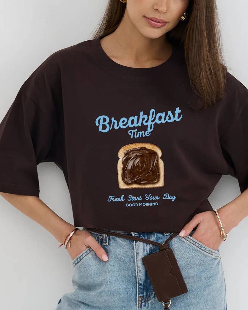Breakfast Toast Graphic Oversized Tee