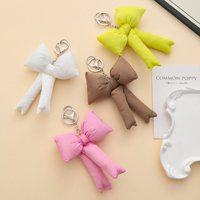 Puffy Padded Bow Bag Charm Keyring