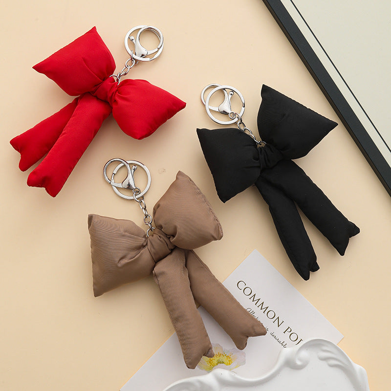Puffy Padded Bow Bag Charm Keyring - view 1