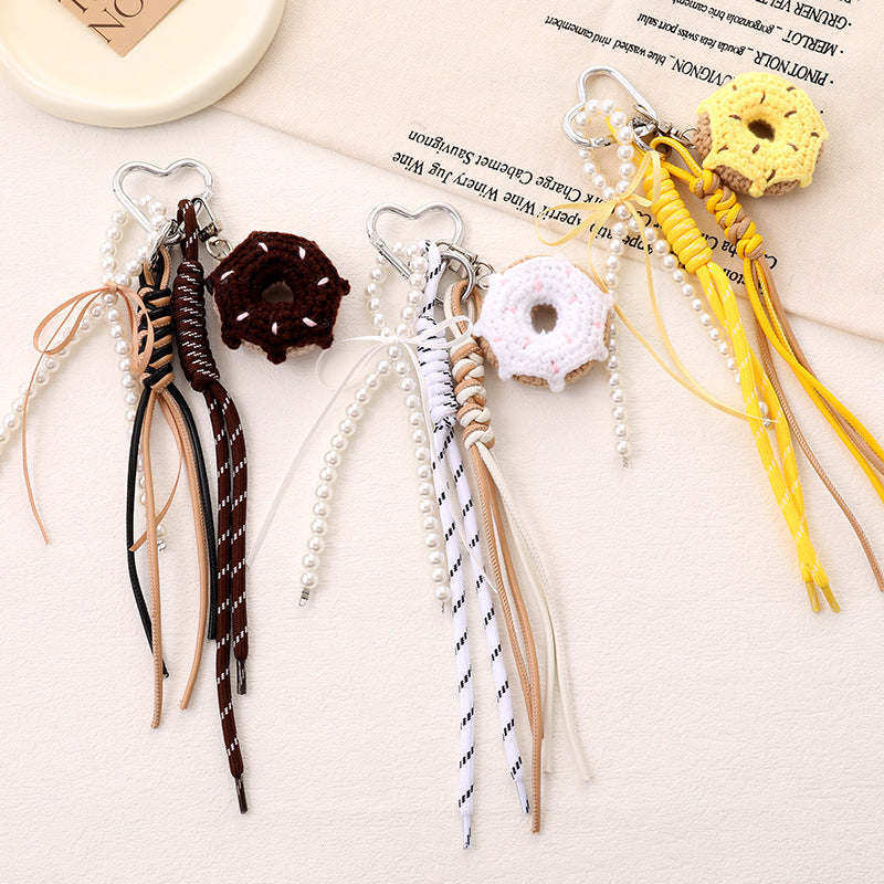 Crochet Donut Charm Tassel Keychain - view 1