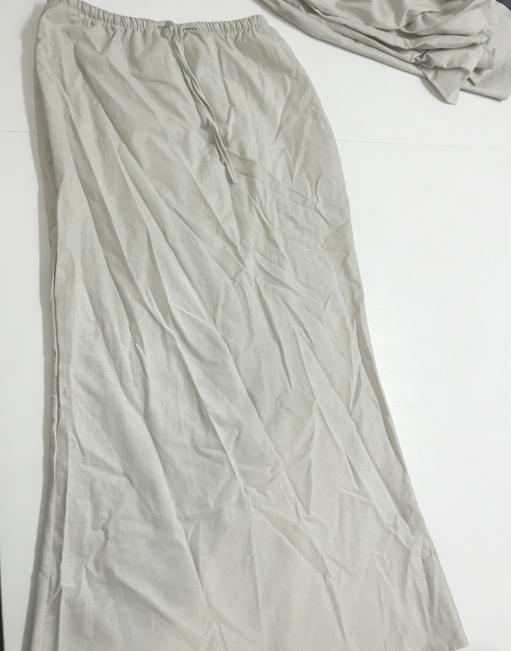 Ruched Fishtail Maxi Skirt With Side Slit - Apricot - 2