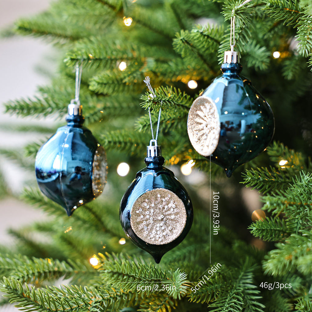 Embossed Pattern Christmas Tree Ball Ornament Set - Blue-3PCS