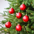 Embossed Pattern Christmas Tree Ball Ornament Set - Red