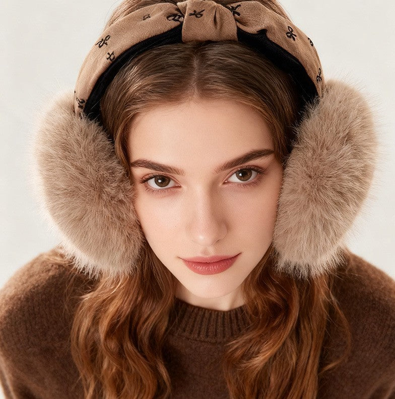 Bow Top Fluffy Fur Winter Earmuffs - view 1
