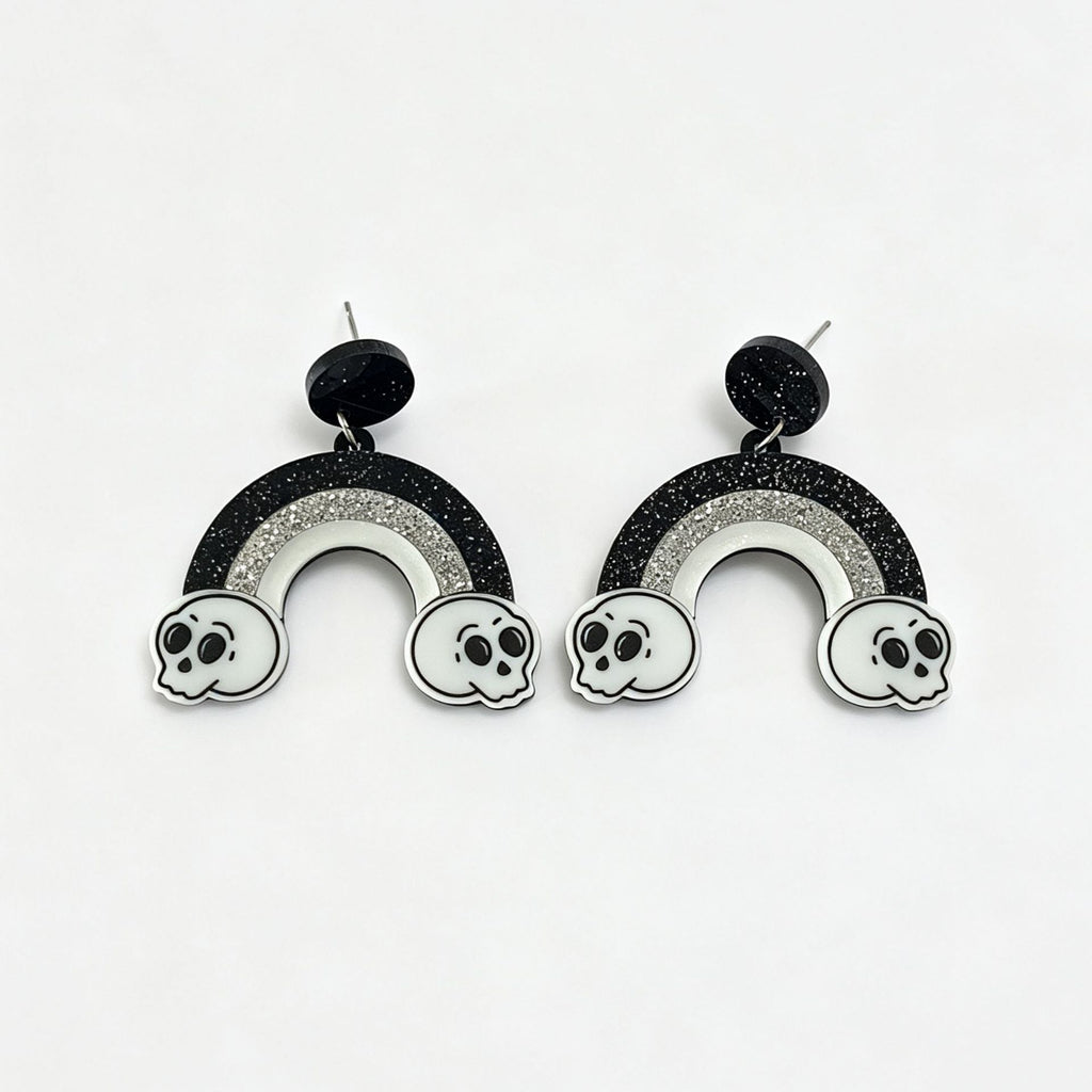 Halloween Rainbow Arch Acrylic Drop Earrings - Black