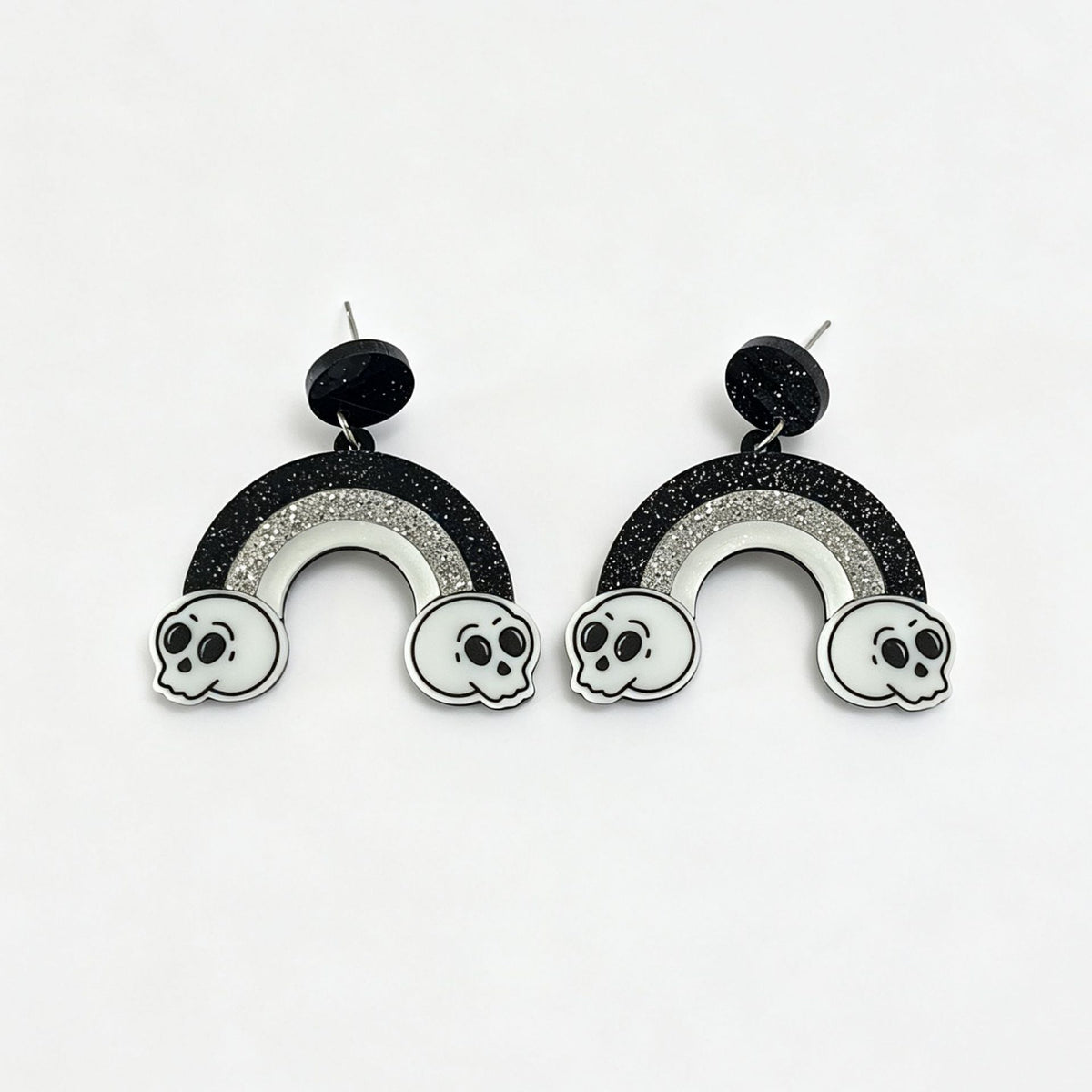 Halloween Rainbow Arch Acrylic Drop Earrings - Black
