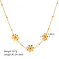 Daisy Flower Station Chain Necklace - Gold