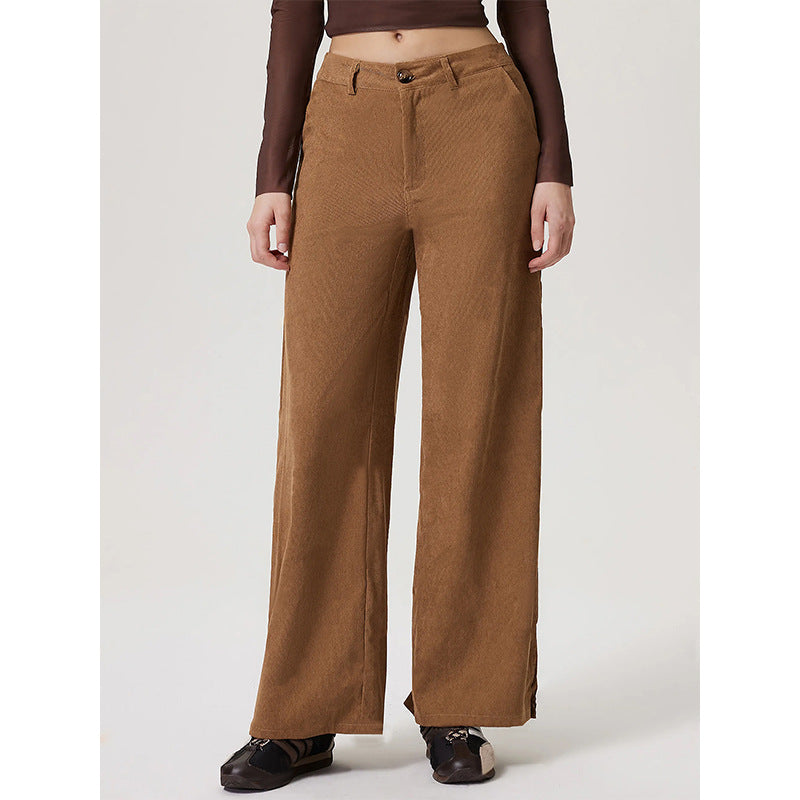 Soft Textured Wide Leg Khaki Trousers - view 2