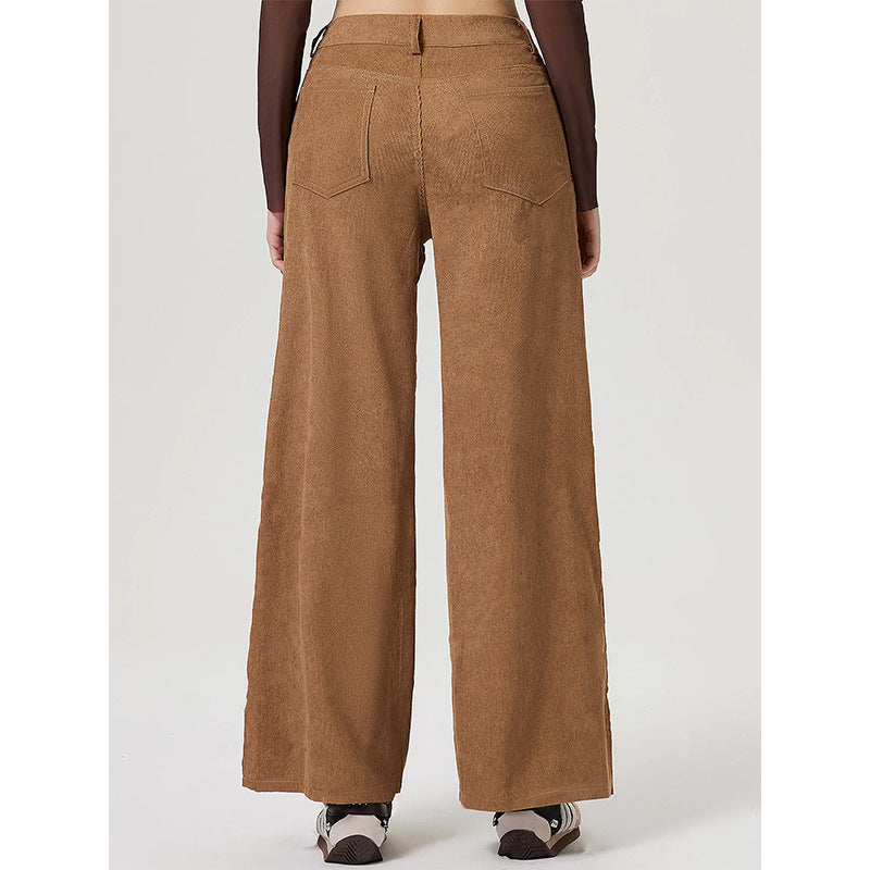 Soft Textured Wide Leg Khaki Trousers - view 3