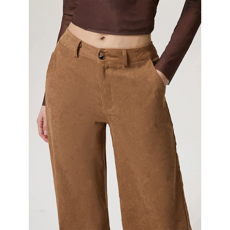 Soft Textured Wide Leg Khaki Trousers - view 4