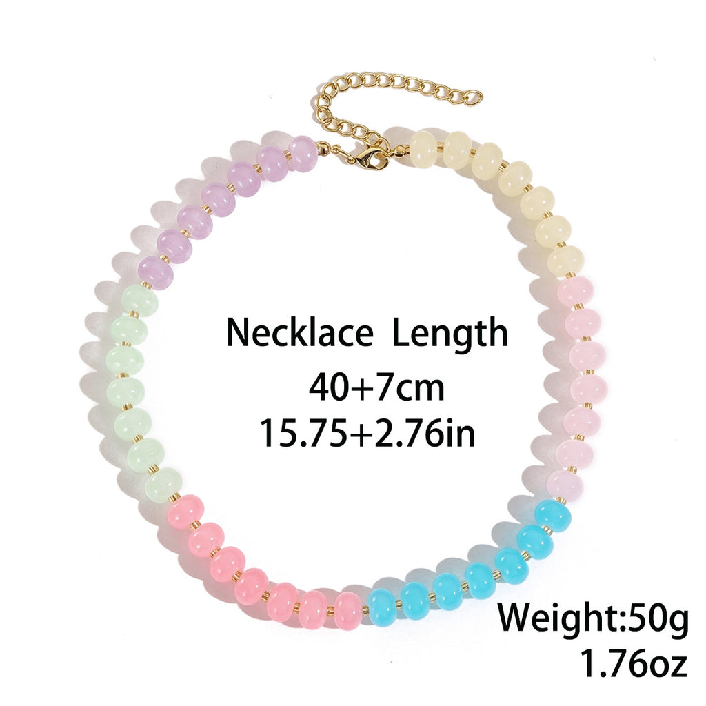 Pastel Faceted Crystal Bead Shell & Dolphin Necklace - view 10
