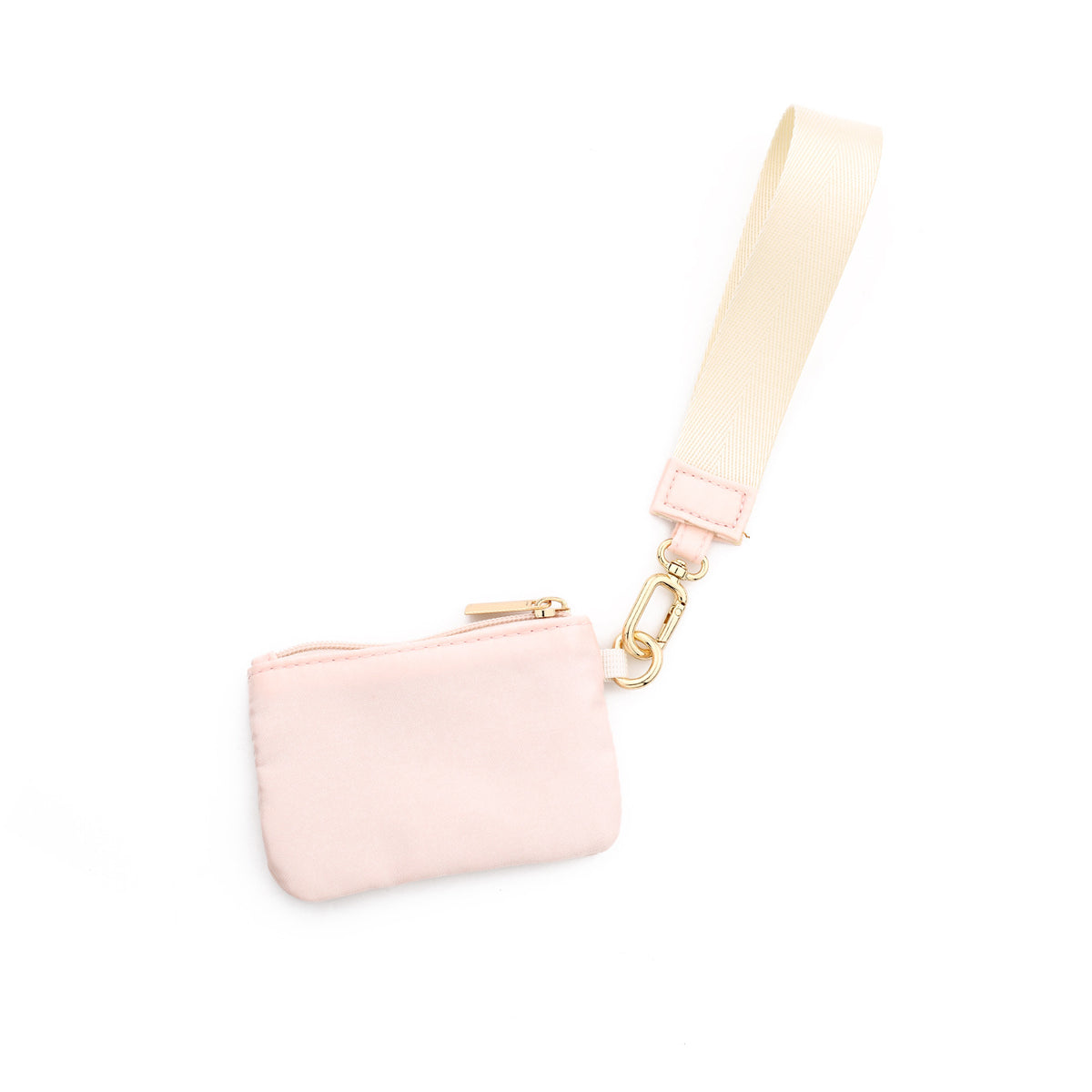 Mini Zip Coin Purse Wristlet Keychain - Beige