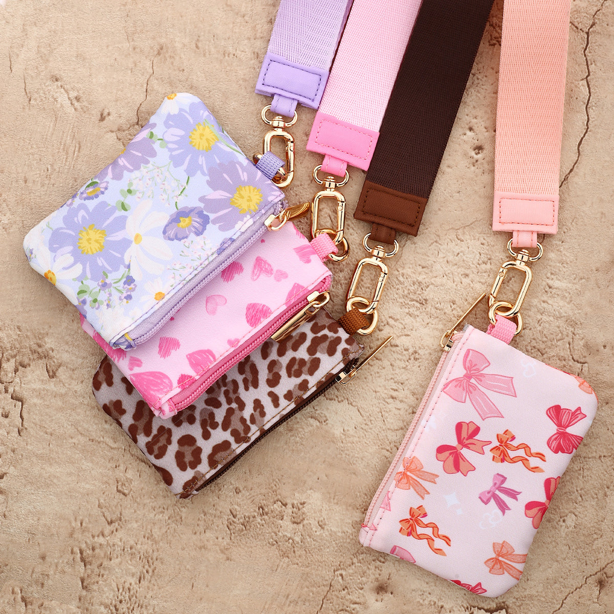 Mini Zip Coin Purse Wristlet Keychain - Black