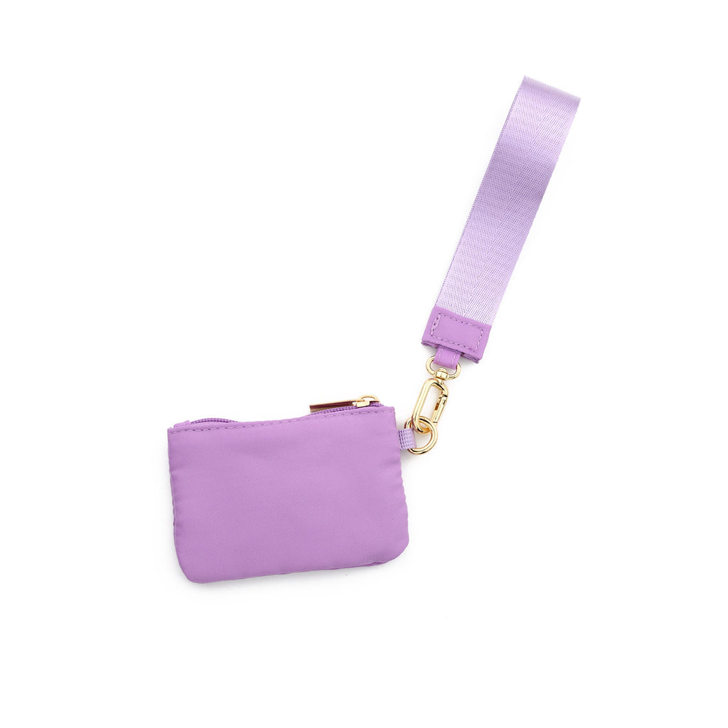 Mini Zip Coin Purse Wristlet Keychain - Purple