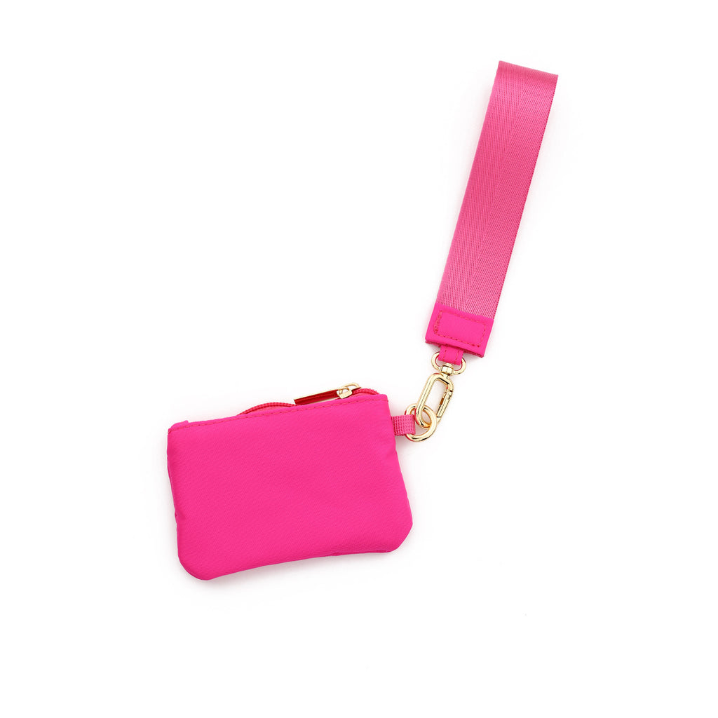 Mini Zip Coin Purse Wristlet Keychain - RoseRed