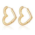 Open Heart Chunky Huggie Earrings - Gold