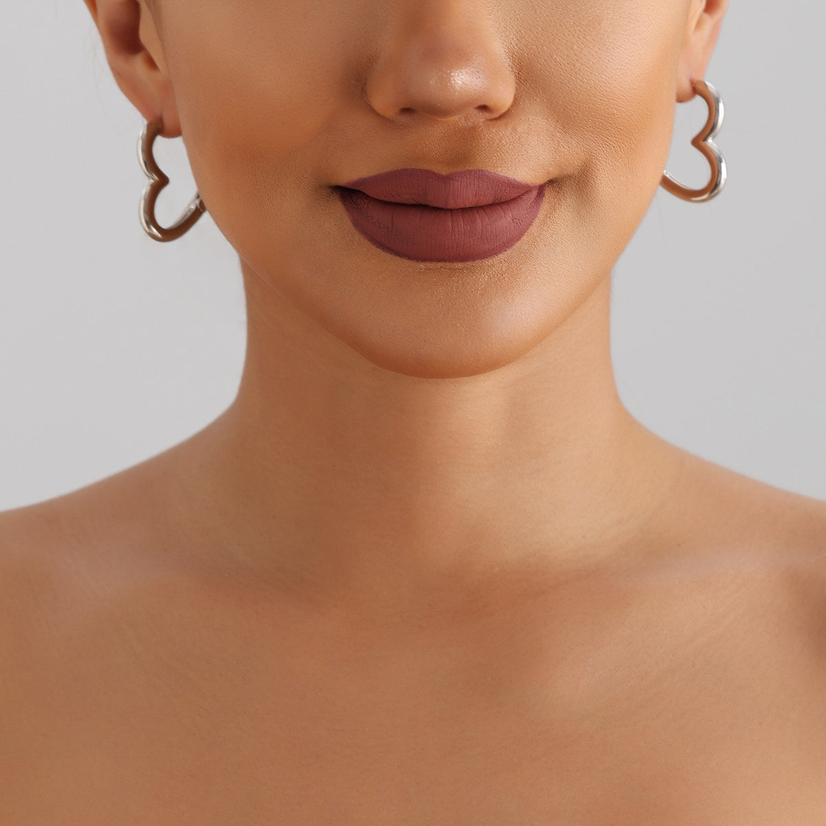 Open Heart Chunky Huggie Earrings - view 2