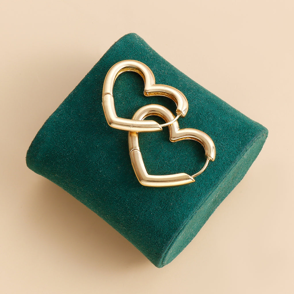 Open Heart Chunky Huggie Earrings - view 3