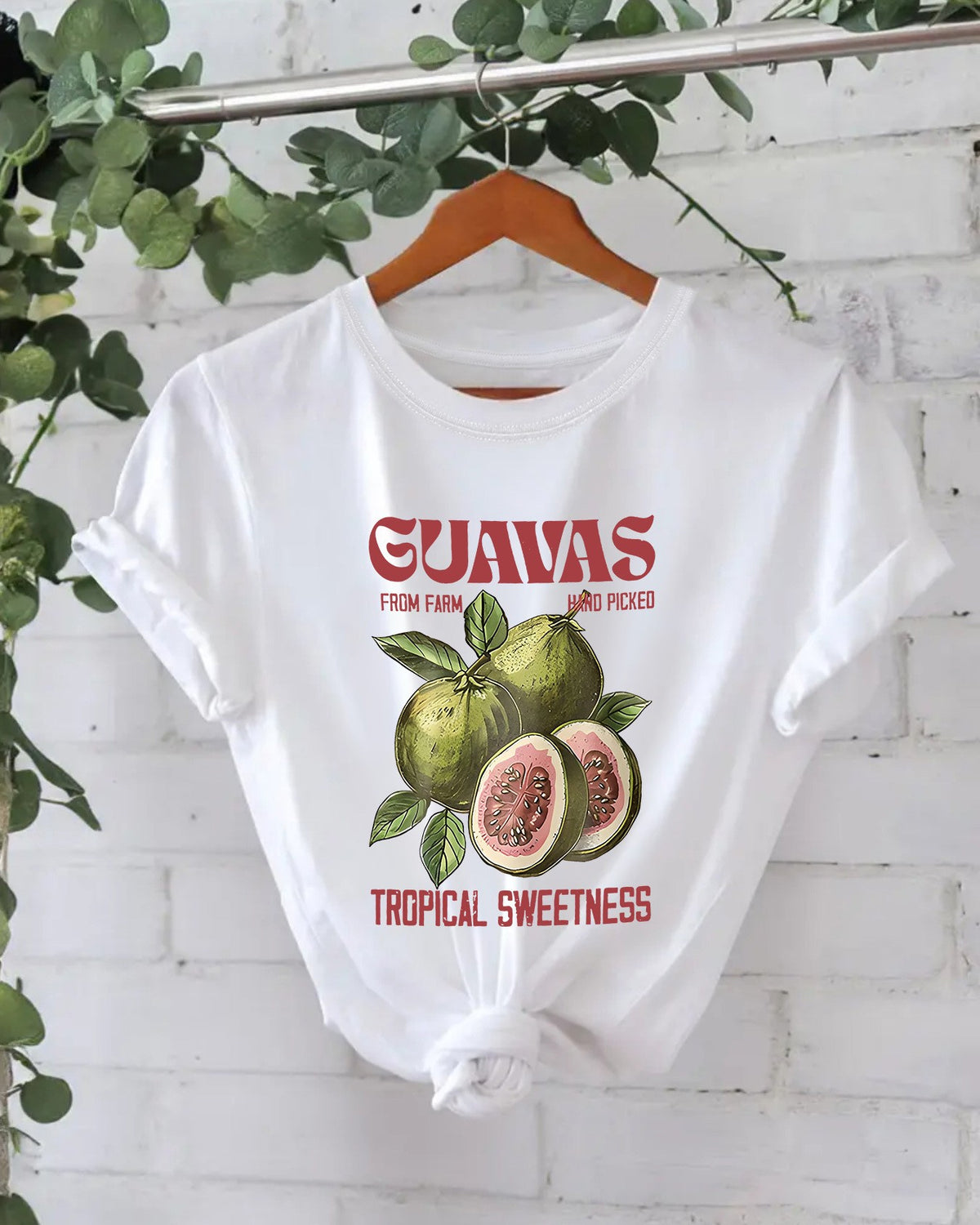 Guava Fruit Graphic Cotton Tee - White