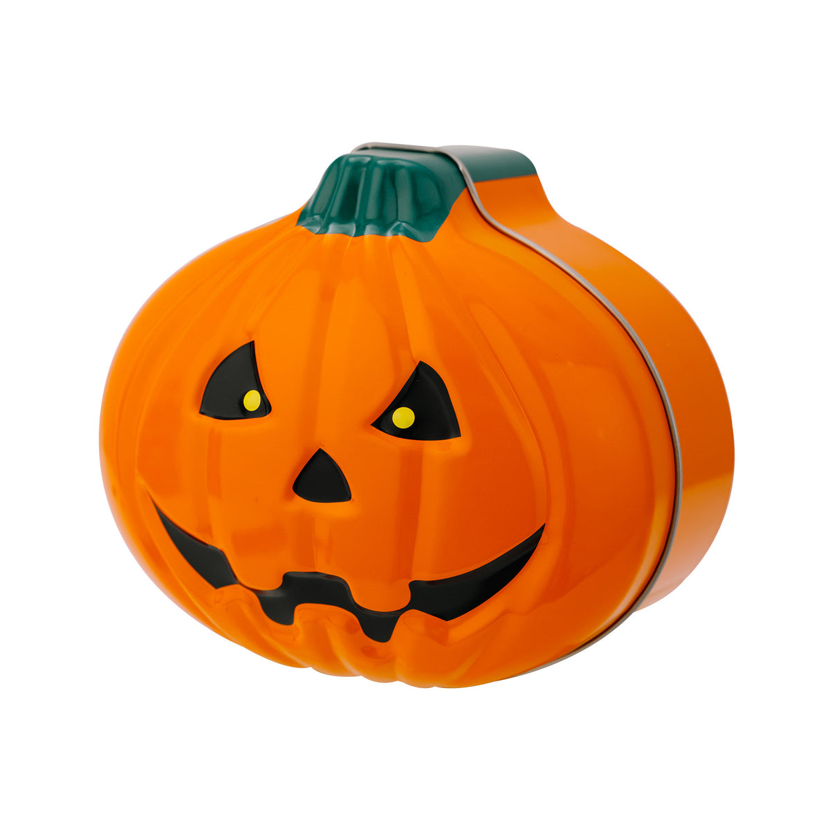 Jack-O'-Lantern Treat Tin With Lid, Halloween Decor - Box