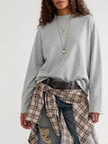 Easy Fit Long Sleeve Cotton Rich Pullover Sweatshirt - HeatherGrey