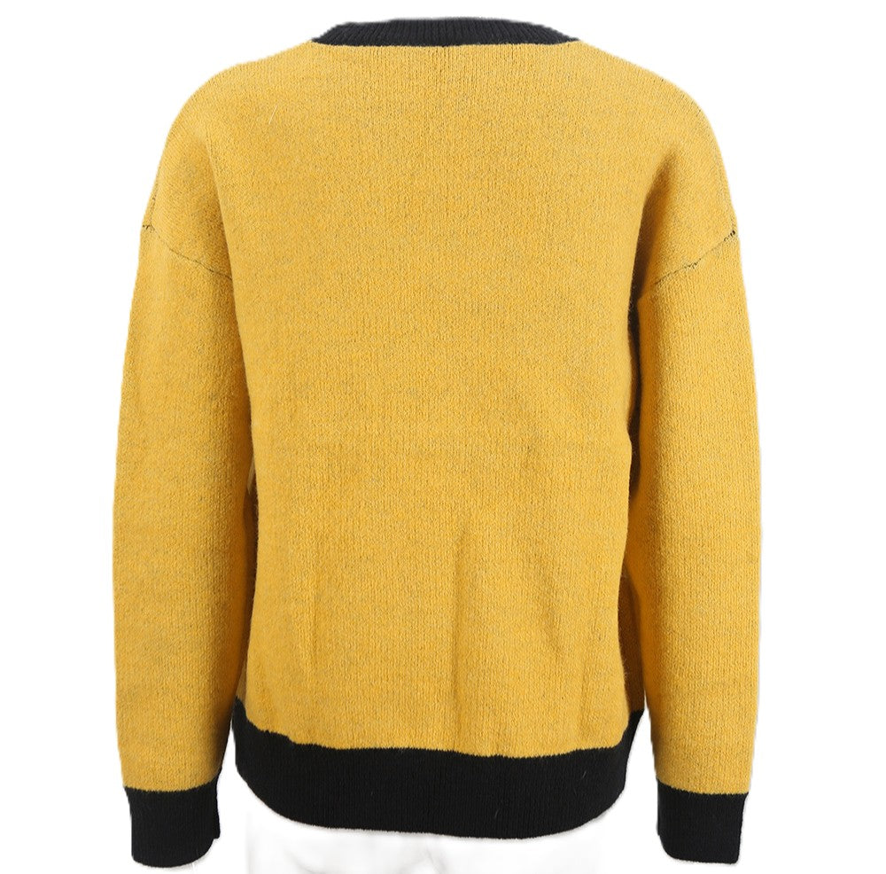 Jack-O-Lantern Face Jacquard Knit Sweater - Yellow - 2