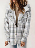 Sherpa Lined Hooded Plaid Shacket - White