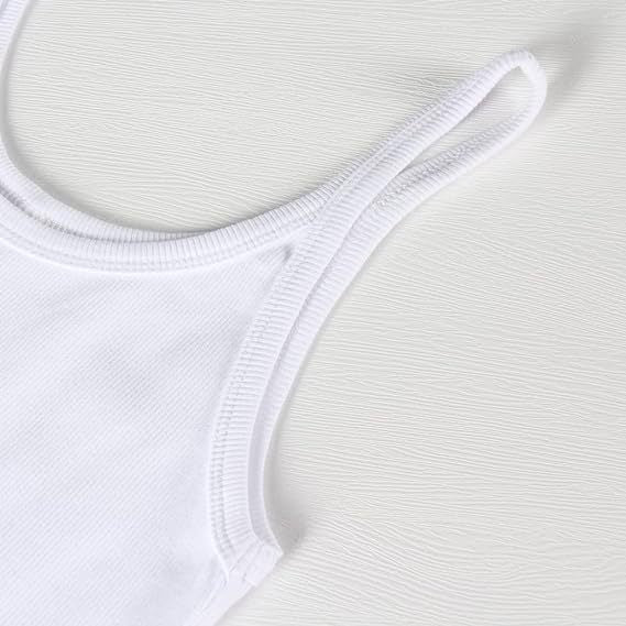 Fine Rib Scoop Neck Crop Tank - White - 3