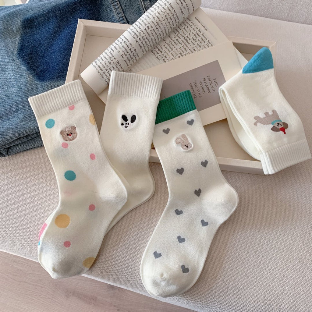 Cartoon Puppy And Bear Crew Socks - view 2