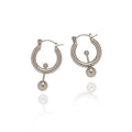 Chunky Hoop Earrings With Ball Drop - Silvery