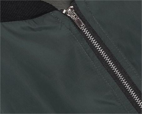 Ribbed Trim Zip Up Bomber Jacket - green - 4
