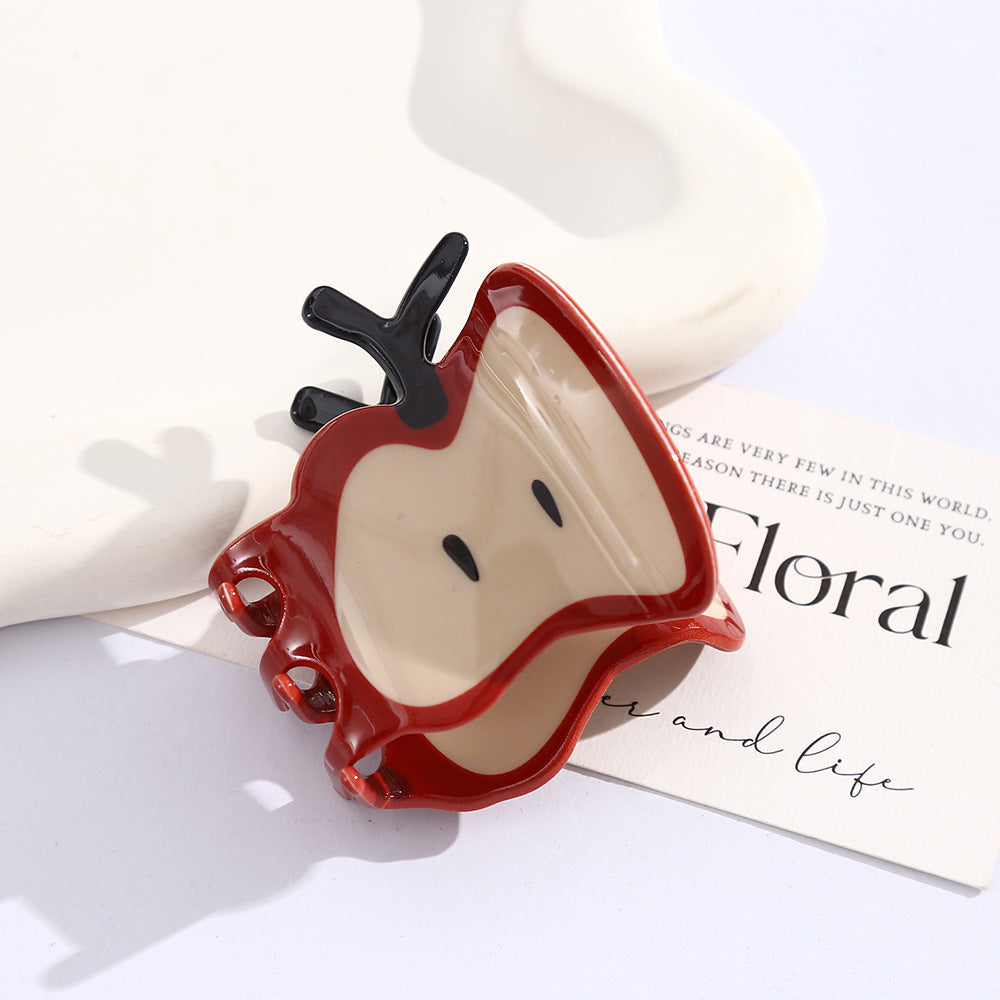 Sliced Apple Novelty Claw Clip - Red_2