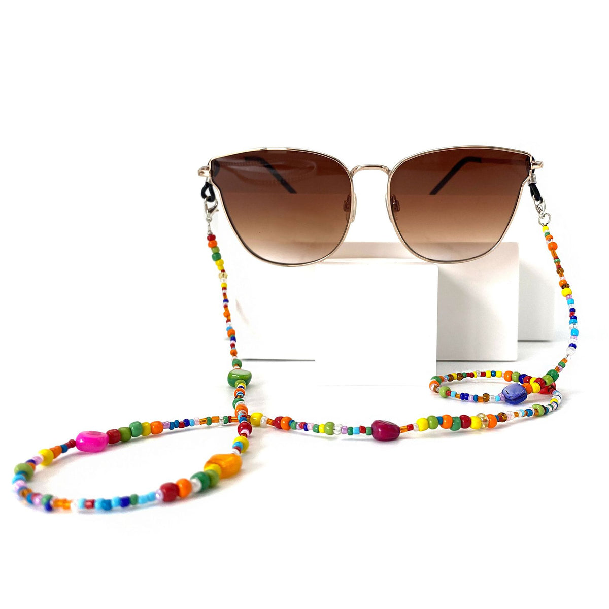 Boho Rainbow Bead Glasses Chain - Rainbow