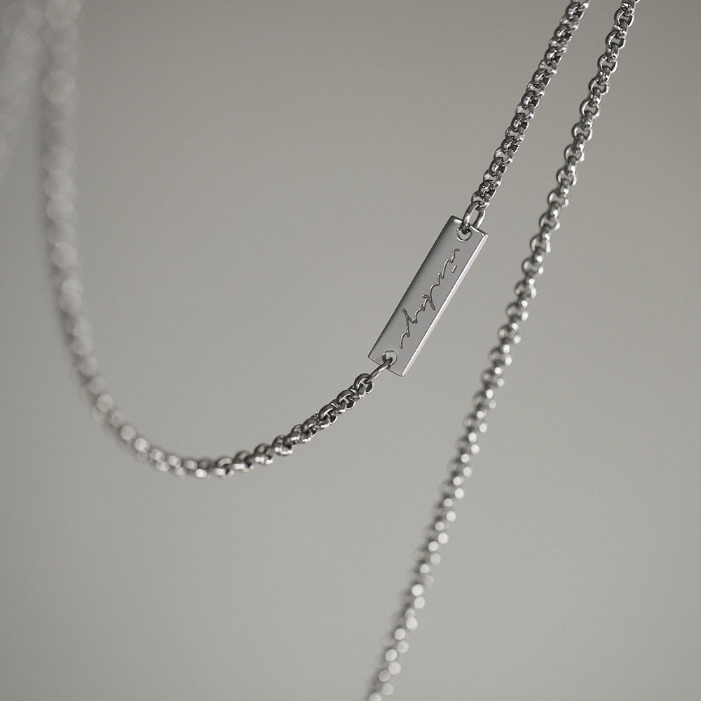 Sleek Cone Drop Slider Necklace - Silvery - 2