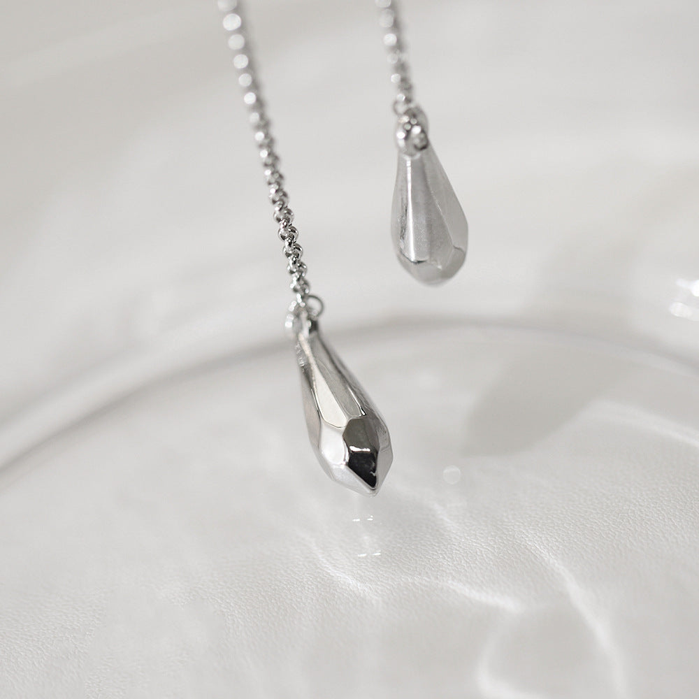 Sleek Cone Drop Slider Necklace - Silvery - 3