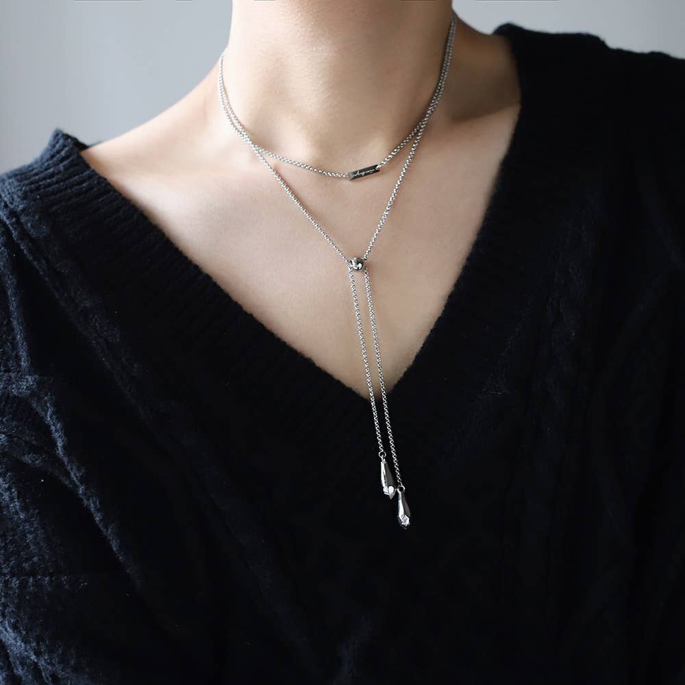 Sleek Cone Drop Slider Necklace