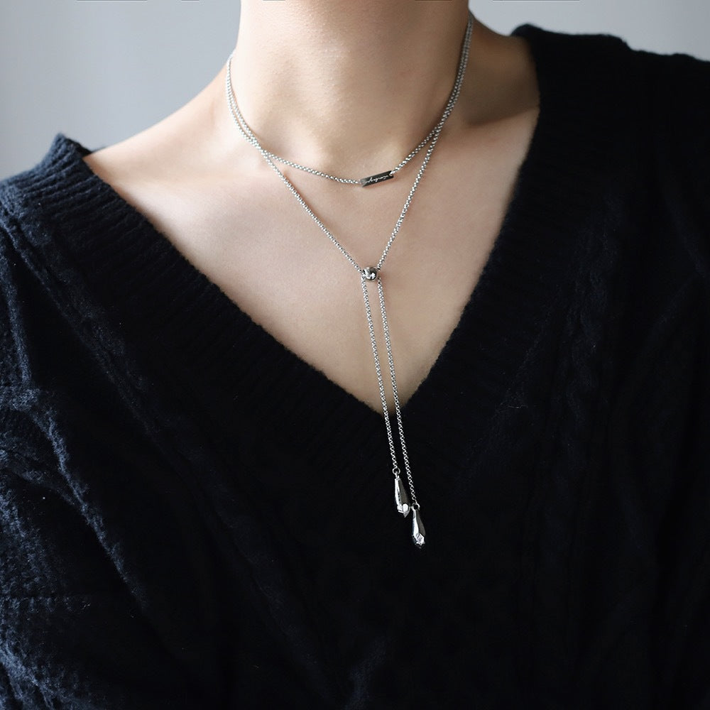 Sleek Cone Drop Slider Necklace - view 1