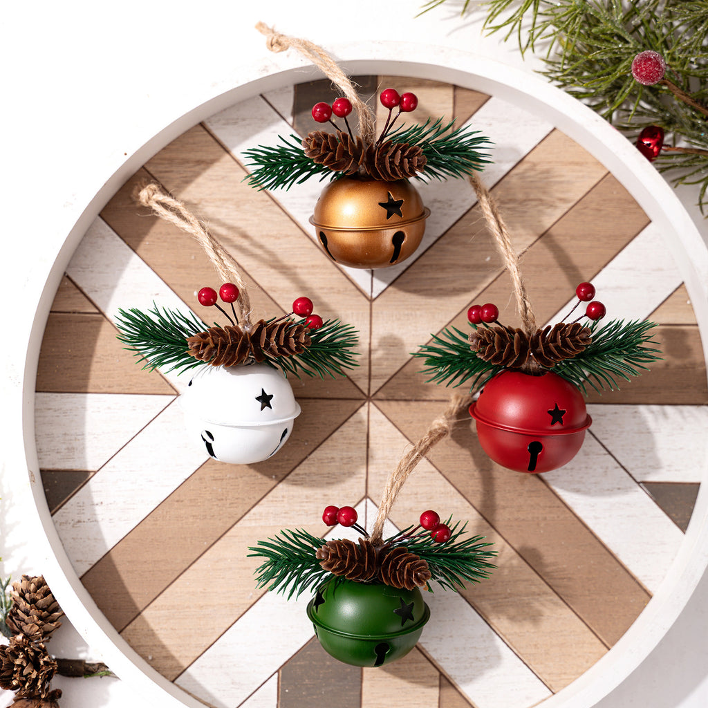 Rustic Jingle Bell Ornament with Pinecone Accent - view 1