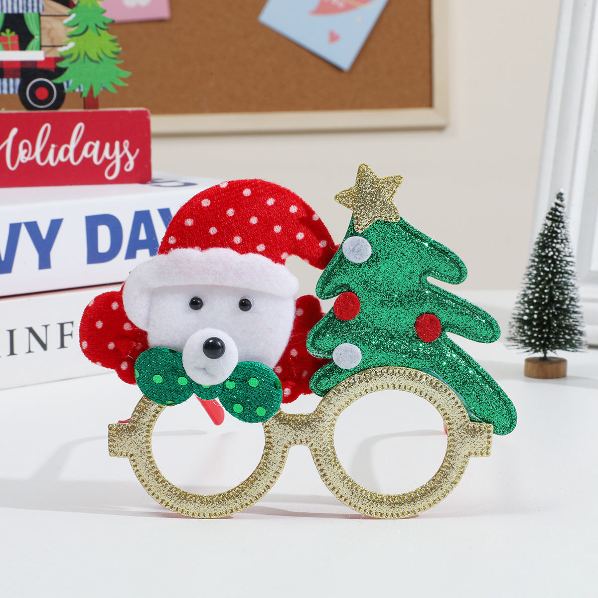 Glitter Christmas Party Glasses Holiday Photo Props - Color_03