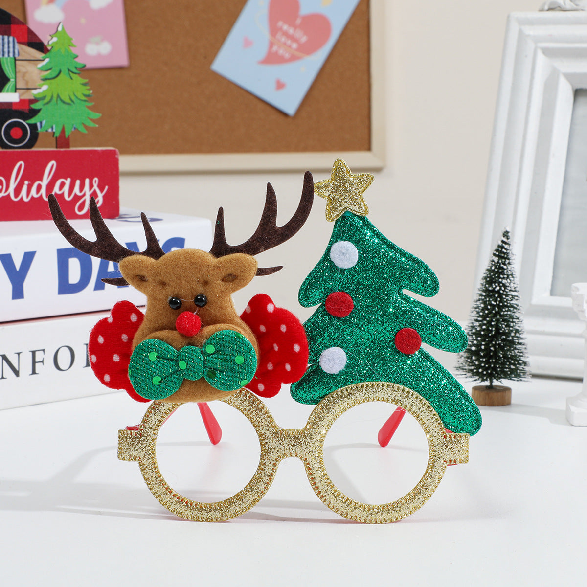 Glitter Christmas Party Glasses Holiday Photo Props - Color_04