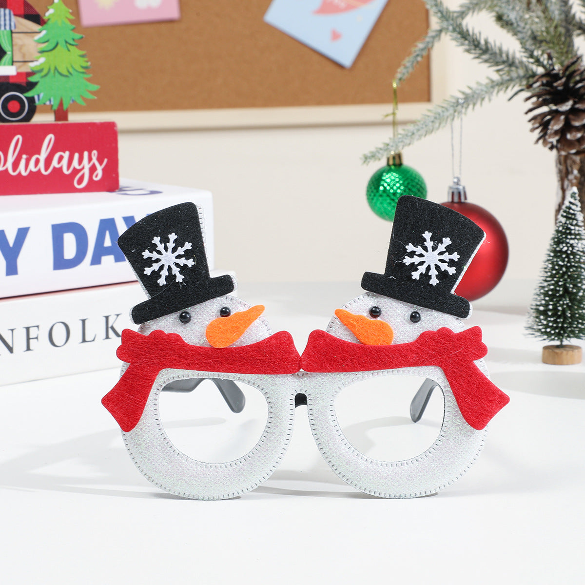 Glitter Christmas Party Glasses Holiday Photo Props - Color_06