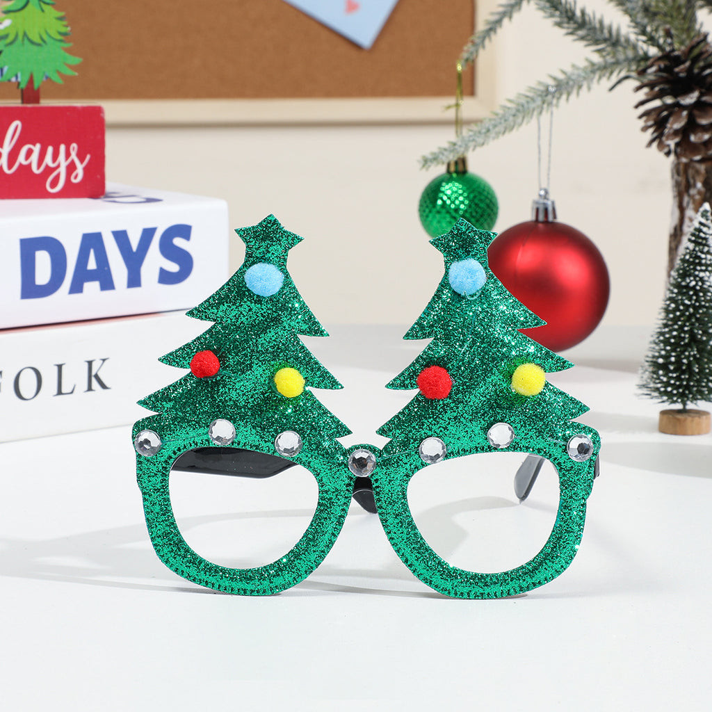 Glitter Christmas Party Glasses Holiday Photo Props - Color_09