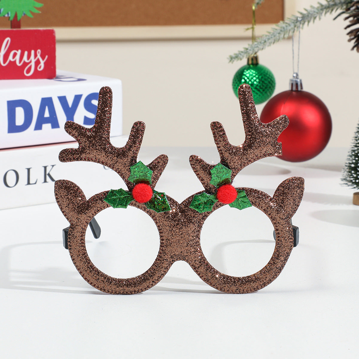 Glitter Christmas Party Glasses Holiday Photo Props - Color_10