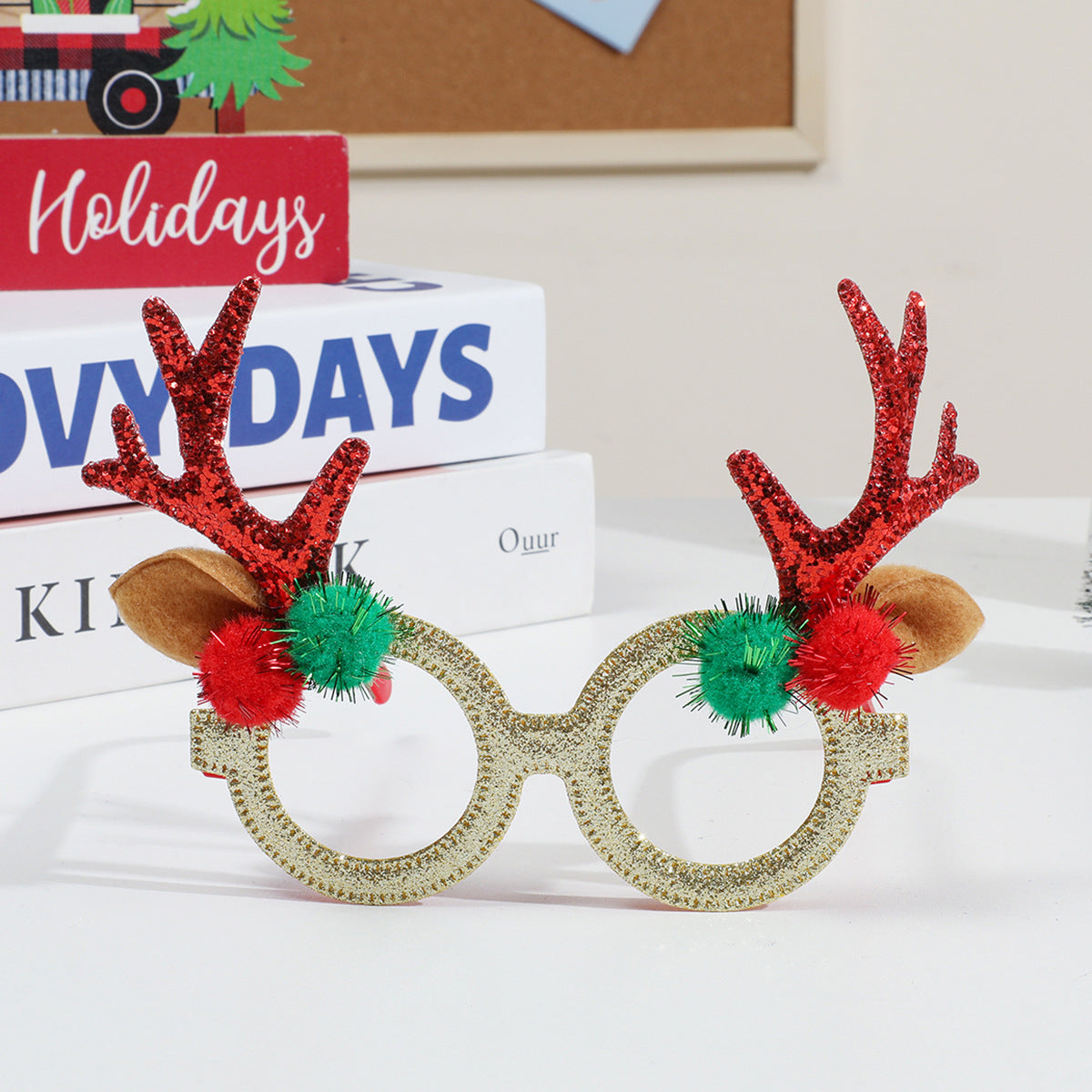 Glitter Christmas Party Glasses Holiday Photo Props - Color_13
