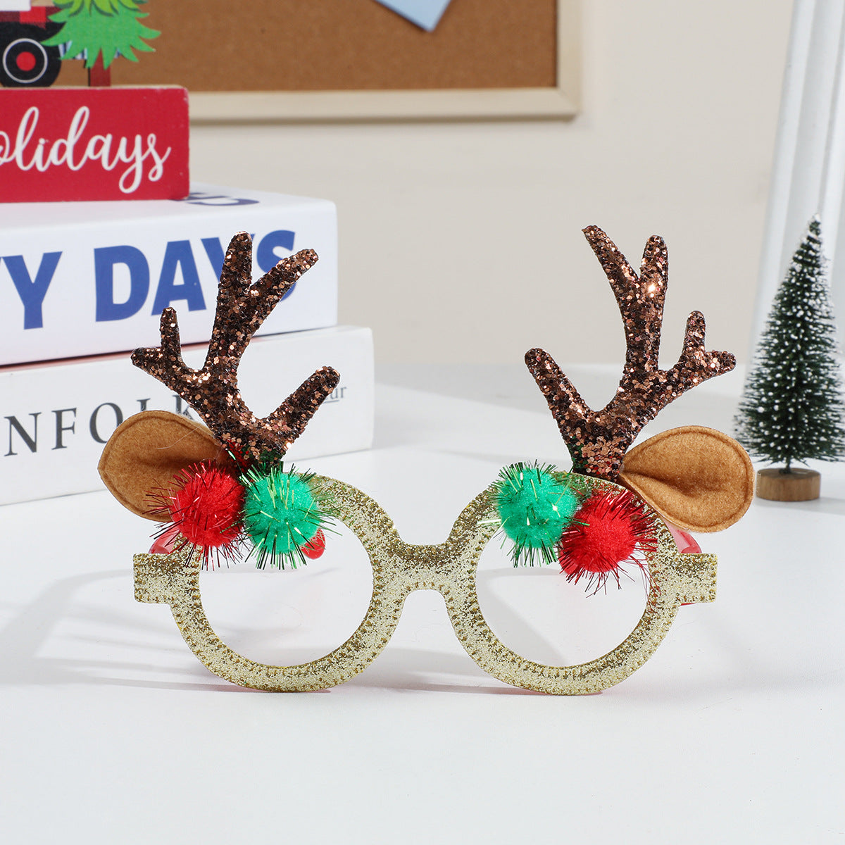 Glitter Christmas Party Glasses Holiday Photo Props - Color_14