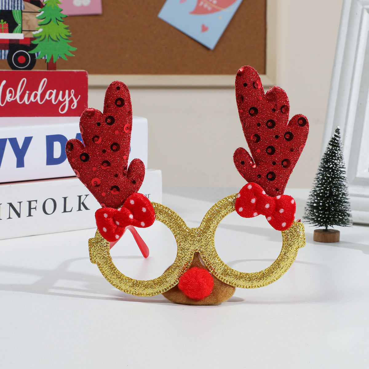 Glitter Christmas Party Glasses Holiday Photo Props - Color_16