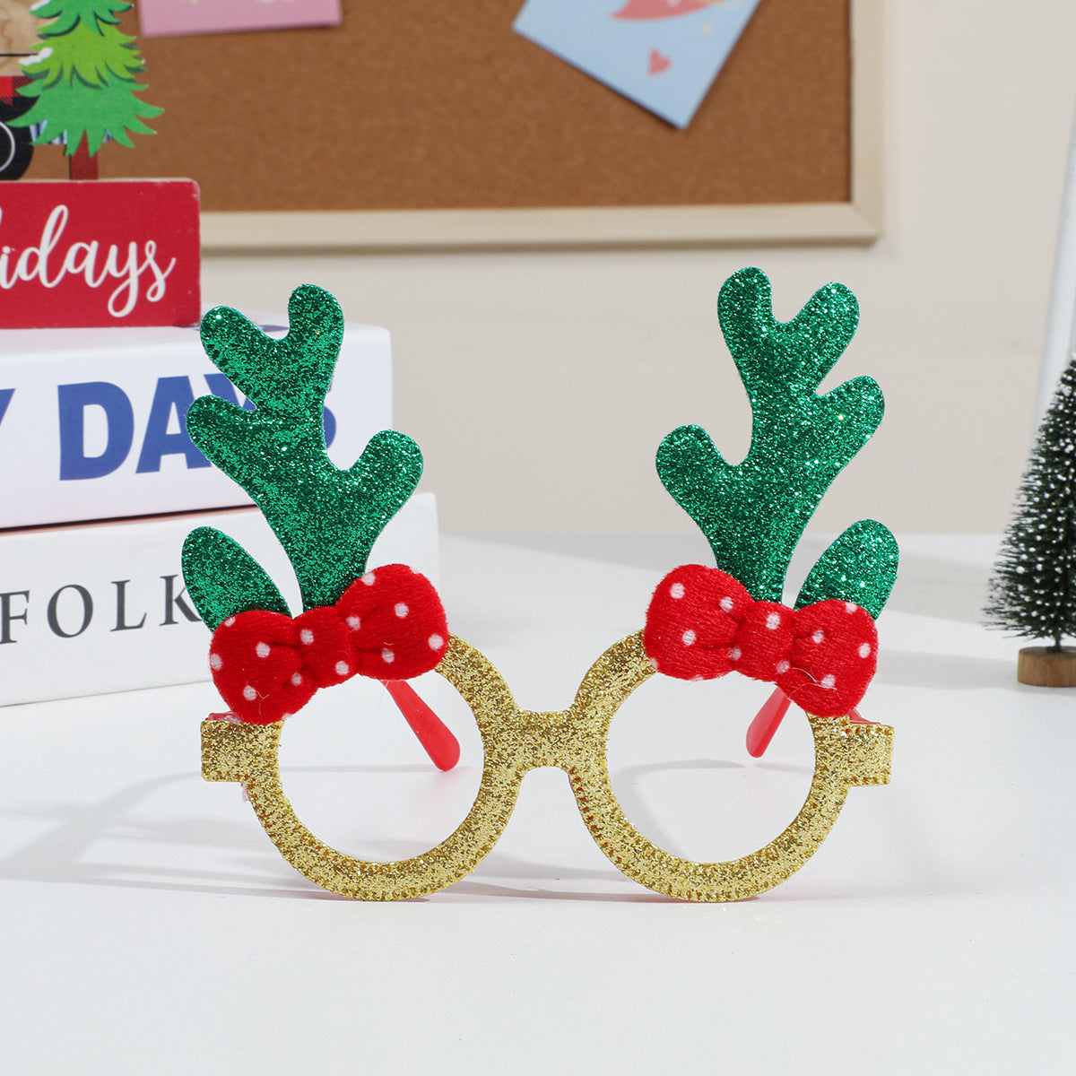 Glitter Christmas Party Glasses Holiday Photo Props - Color_17