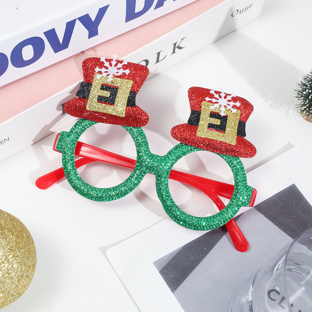 Glitter Christmas Party Glasses Holiday Photo Props - Color_18