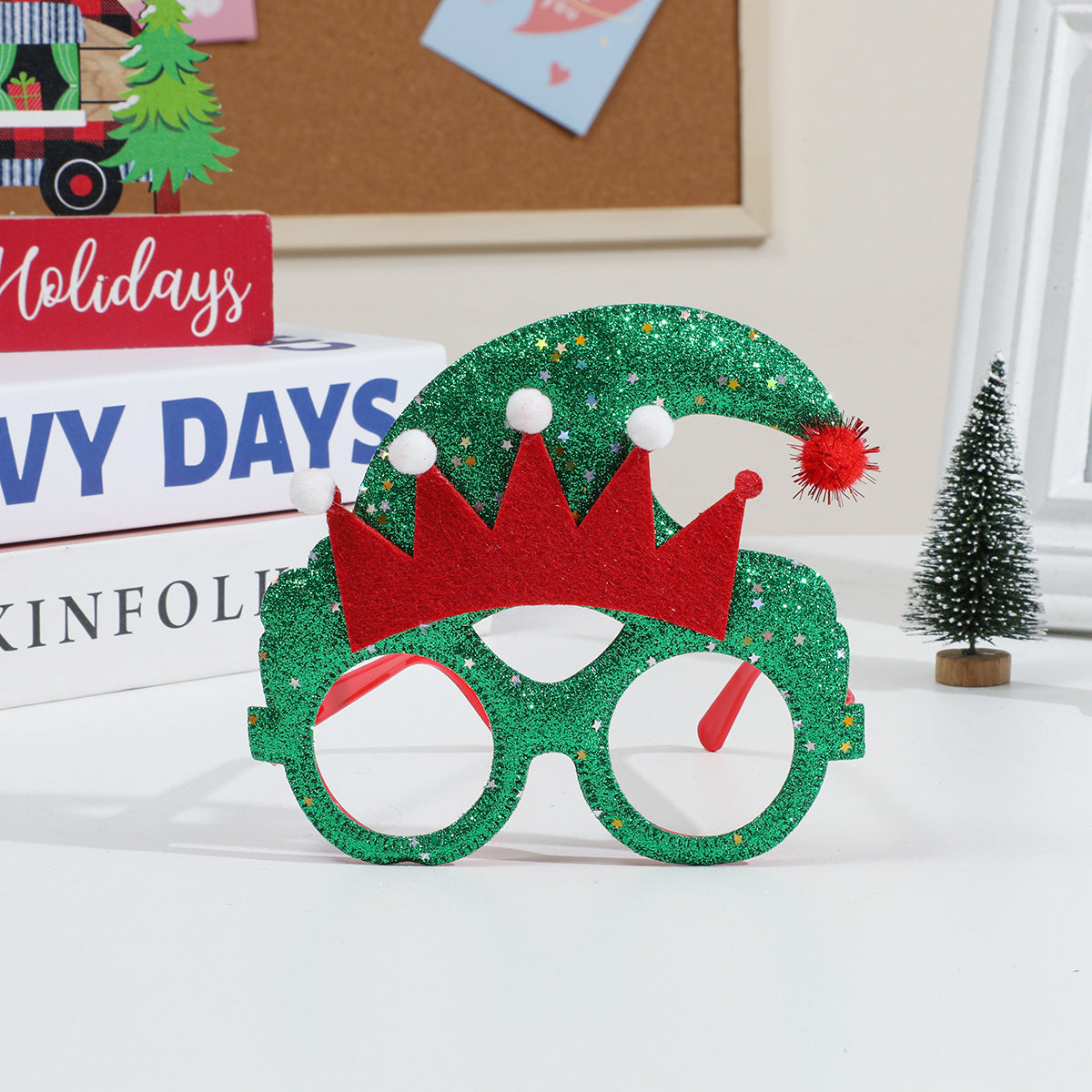 Glitter Christmas Party Glasses Holiday Photo Props - Color_19